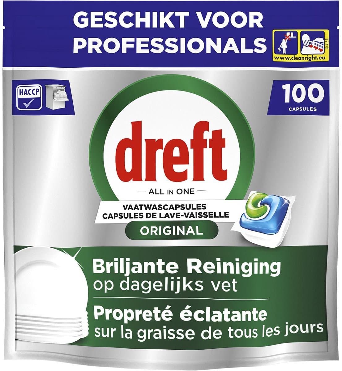 Dreft Professional All-in-1 vaatwastabletten Regular 100 stuks — afbeelding 1