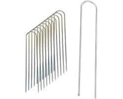 Grondankers Verzinkt Staal - Tuinharingen U-vorm - Vastzetten Tuinfolie - Extra Sterke Diameter - 150 x 25 mm - Zilver