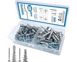 ISPINNER 140 stuks zink droogwandankers zelfboren holle wandankers met schroeven assortiment kit (13 x 42 mm + 15 x 33 mm)