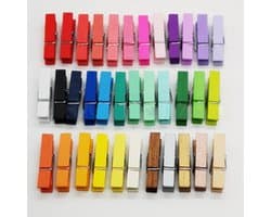 Dailygoods- Wasknijpers Houten 200 Stuks - Decoratieve Clips - Fotoclips - Opknoping Kleding - Kunstwerk Display - Geassorteerde Kleuren