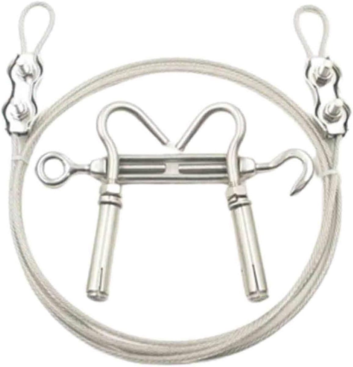 Intrekbare Waslijn - Kledinglijn Balkon - Kleding Drogen - Roestvrij Staal PVC - 6 meter - Zilver — afbeelding 1