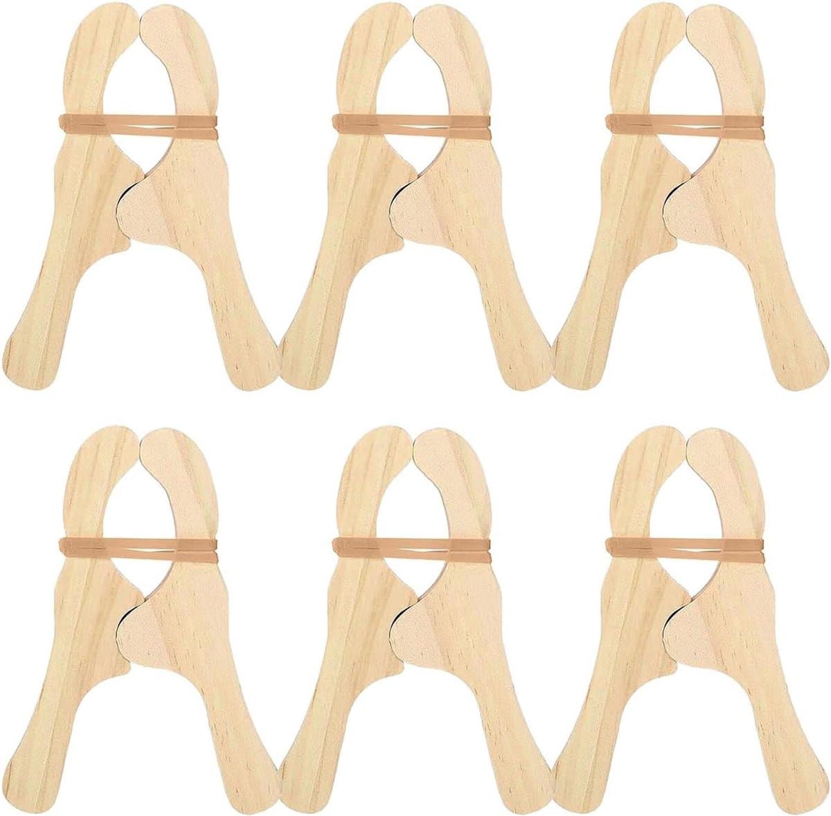 Houten Kledingclips - Wasspelden Set - Thuis Organiseren - Heavy Duty Ontwerp - 6 Stuks - Natuurlijk Hout — afbeelding 1