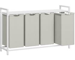 ACAZA Wasmand - Wassorteerder - 4 Vakken - 160 L - 116 x 72 x 33 cm - Wit