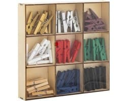 Mini Houten Wasknijpers doosje 54 stuks - 9 Verschillende kleuren 2,5 CM - Knijpertjes Mini - Knijpers Mini