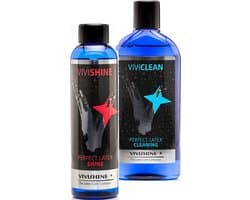 ViviCombi - ViviClean 250 ml & ViviShine 150 ml | Reinigen, ontsmetten, glanzen, verzorgen en onderhouden van alle latex- en rubberproducten | Flessen met Dop