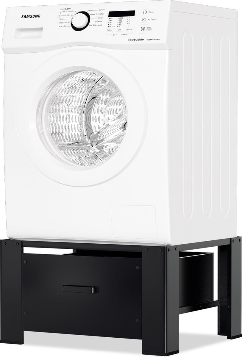 Wasmachine verhoger met lade Wasmachine opbouwmeubel Wasmachine kast Wasmachine sokkel Zwart — afbeelding 1