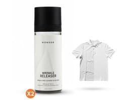 Monsor Wrinkle Releaser Spray - 2x 50ml Travel Size - Anti-Kreuk Spray & Textielverfrisser - Ontkreukt kleding zonder strijkijzer - Frist kleding op met frisse geur - Kreukspray voor onderweg - 99% natuurlijk, vegan & PFAS-vrij - Duo Pack