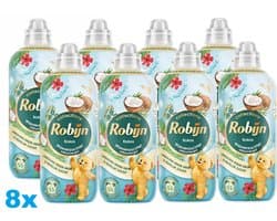 Robijn Wasverzachter Kokos – 8 x 1,1L – Tropische Geur – Langdurige Frisheid – 440 Wasbeurten – 8 Stuks