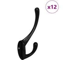 vidaXL - Kledinghaak - 12 - st - Zwart - 102 - x - 29 - x - 47mm - Zink - Legering
