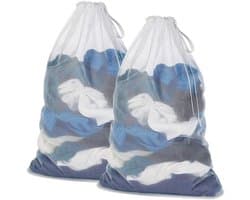 2 Stuks Waszak Groot - 60x90CM - Waszakken - Waszakje - Laundry Bag - Waszakken voor wasgoed - Laundry bag met trekkoord - Trekbandsluiting