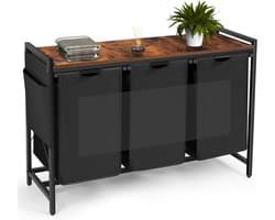 ApexArte® Wasmand 3 Vakken - Wassorteerder - 150 L - Vintage Bruin-zwart