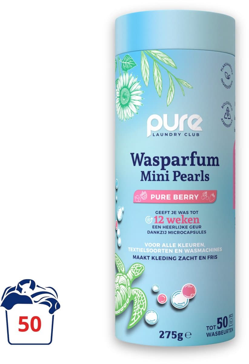 Pure Laundry Club Wasparfum Mini Pearls - Pure Berry - 50 Wasbeurten - Luxe Geurbooster van Bessen & Witte Muskus - Tot 12 Weken Frisse Was - 100% Plasticvrij, Natuurlijk & Vegan Wasparels - Geurparels Wasmachine — afbeelding 1