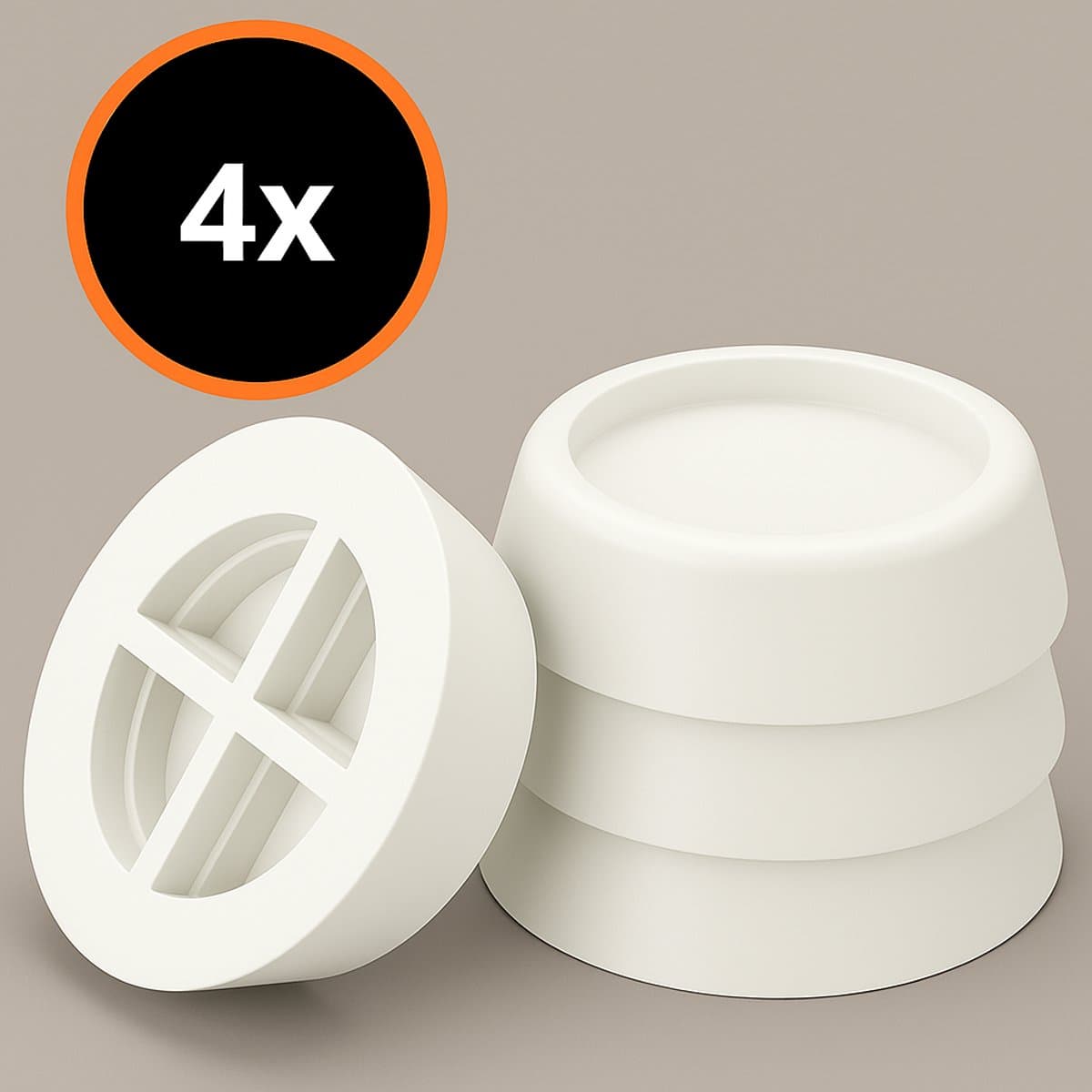 Trillingsdempers voor Wasmachine & Droger – Wit - 4 Stuks - Anti-vibratie - Geluids- & Schokdempend - Universeel Formaat — afbeelding 1