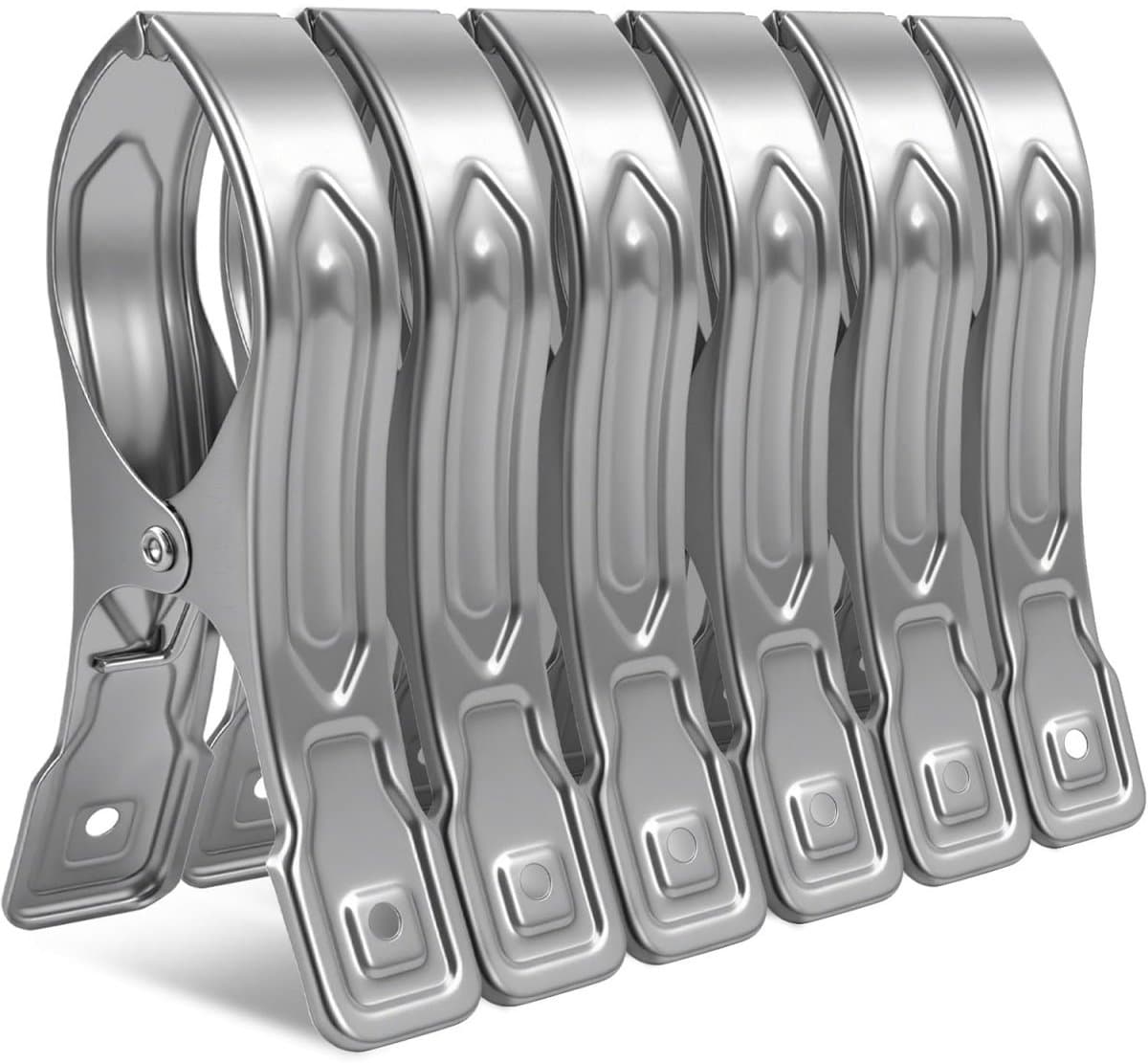EXCITAT Wasknijpers - Handdoekklemmen - Winddichte clips - Strandhanddoekklemmen - Metalen clips voor wasgoed, strandlakens en dikke kleding - 6 stuks — afbeelding 1