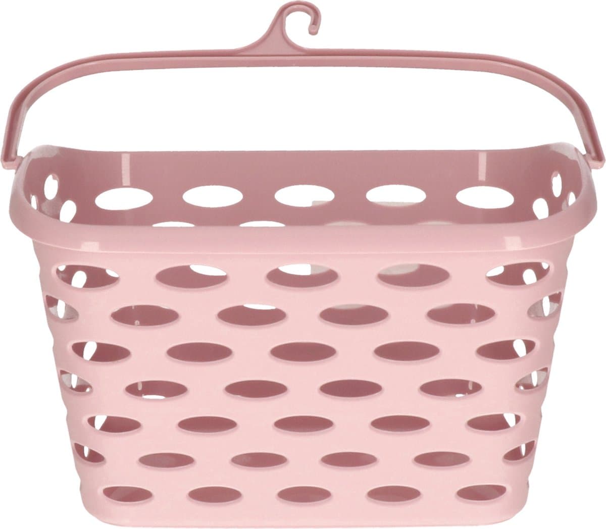 Plasticforte Wasknijpers ophang mandje aan haak - 26 x 15 x 21 cm - oud roze - kunststof — afbeelding 1