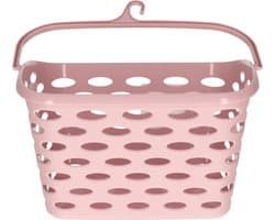 Plasticforte Wasknijpers ophang mandje aan haak - 26 x 15 x 21 cm - oud roze - kunststof