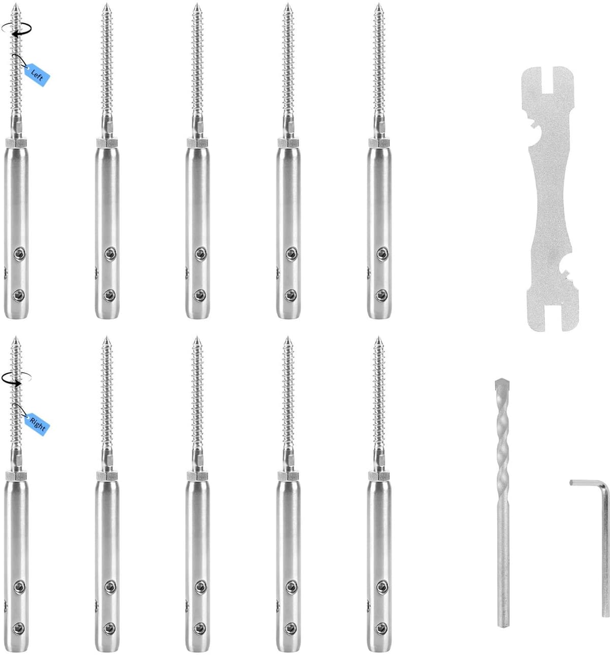 SUPAWAY Kabelspanner, T316, roestvrij staal, kabelspanner, installatie, robuuste draadspannerset voor 3 mm hekdraad - ShopVlot — afbeelding 1