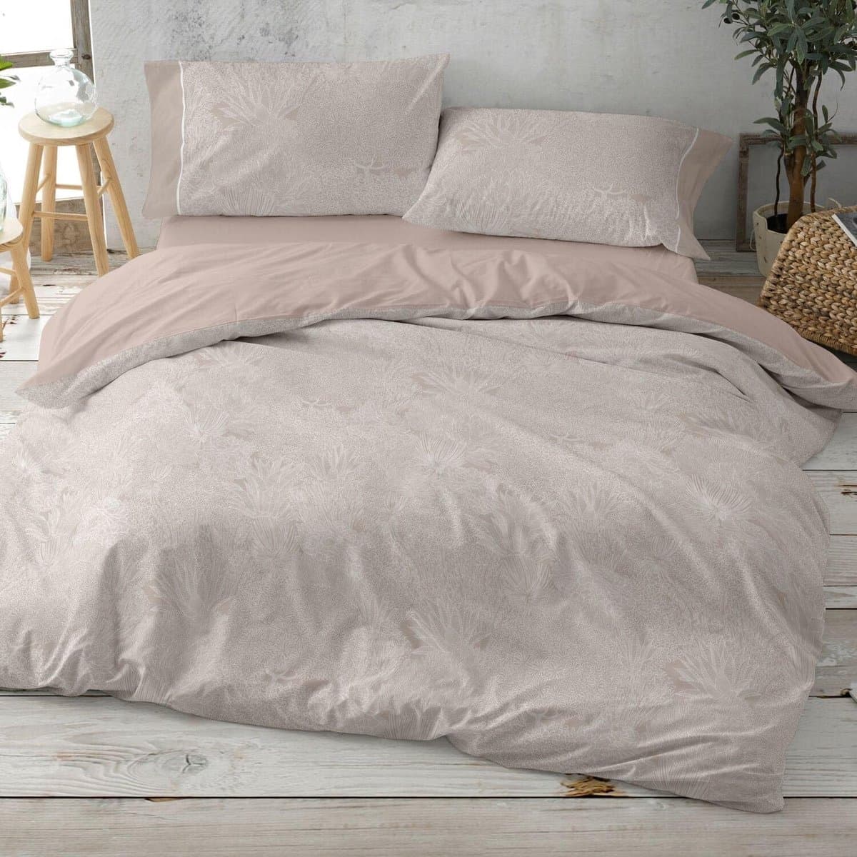 Blanco Bedrukte dekbedovertrekken, 105 cm breed bed (+ beschikbare maten) | Design 045 | Aardekleur (105 x 190/200 cm) — afbeelding 1