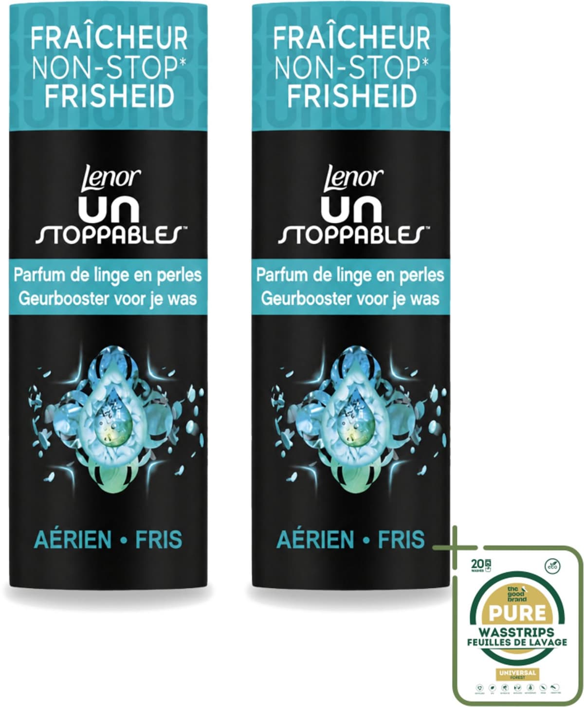 2 x Lenor Unstoppables - Geurbooster - Fris - 13 Wasbeurten - Wasstrips - Geurbooster - Frisheid - Citrusgeur - Fruitige Geur - Bloemige Geur — afbeelding 1