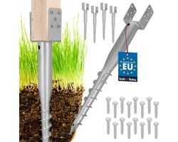KOTARBAU® Paalhouder - Inschroefbare Paalhouder - Paalvoet 90 x 710 mm 4 st. Gegalvaniseerde Paalhouder - Paalsteun - Schroeffundering - Inschroefbare Paalhuls voor Schuttingpalen en Houten Balken