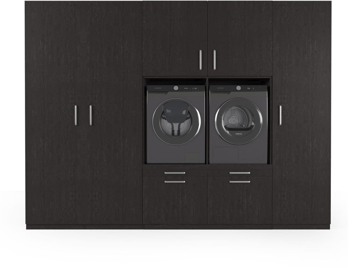 Wasophoogte® Wasmachine Kast Amsterdam - Wasmachine verhoger - Wasmachine ombouw - 700(D)*3130(B)*2350(H) mm - Zwart — afbeelding 1