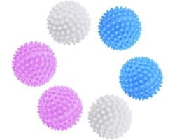 SnelShoppen - Plastic Droogballen, Set van 6 Wasballen voor Zachte Kleding in Wasmachine en Droger, Wit/Blauw/Roze, 4 cm, Ideaal voor Drogen en Wassen