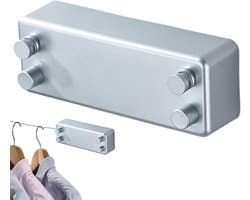 Uittrekbare Waslijn - Waslijn Droogrek - Kleding Drogen - Dubbel Uittrekbaar - 23 cm - Zilver