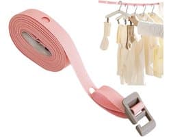 Waslijn Buiten - Droogtouw Camping - Kleding Drogen - Winddicht Ophangsysteem - 3.5 Meter - Roze