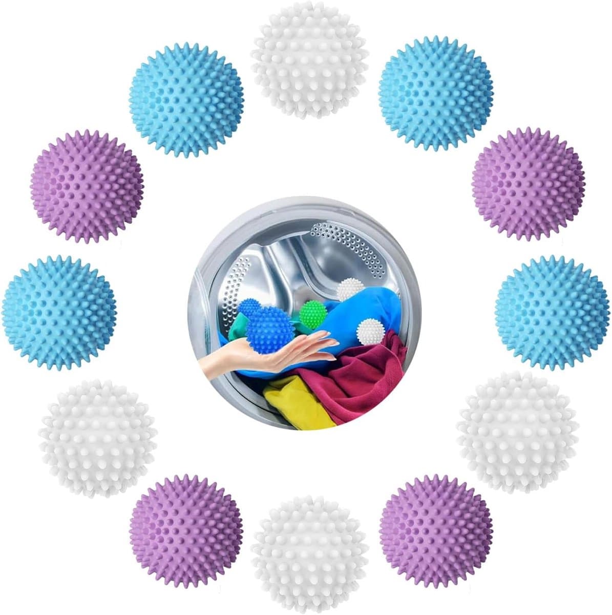 Thijox - 12 Stuks Drogerballen, Herbruikbare Wasballen voor Wasmachine en Droger, Pluizige Was Verminderen, Donsjacks en Kleding Scheiden, Milieuvrien — afbeelding 1