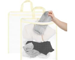 Set van 2 kleine ophangnetten voor wasmachine in gaas voor delicate kleding, lingerie en sokken met ritssluiting, 33 x 29 cm