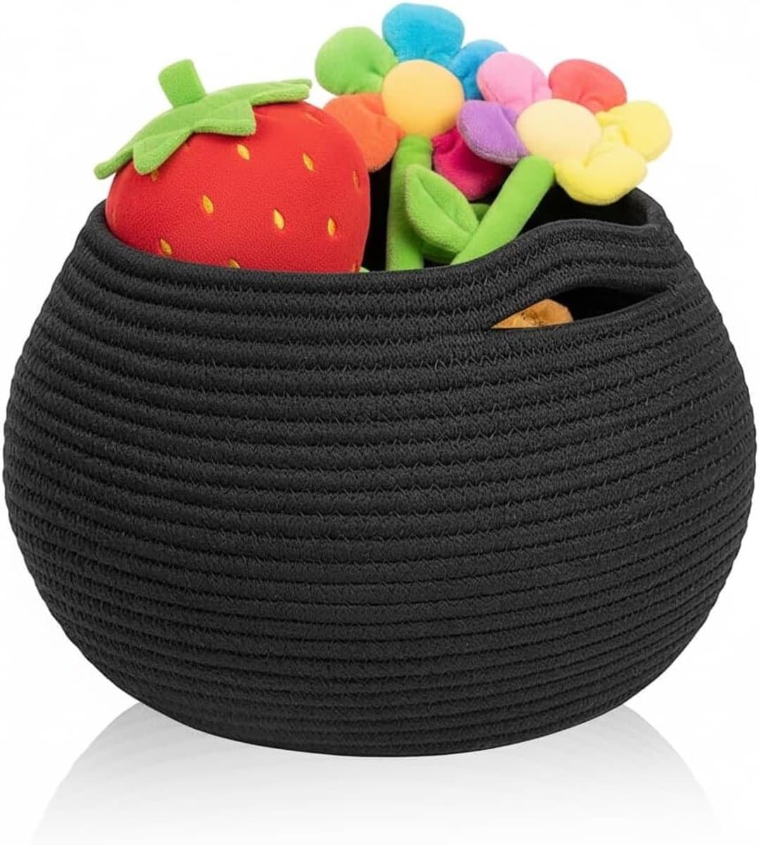 Kleine Wasmand, Vouwbare Opbergmand, Rond en Multifunctioneel voor Handdoeken, Toiletpapier en Wasgoed - 25 x 21 cm, Zwart — afbeelding 1
