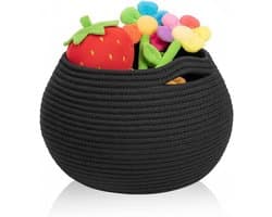Kleine Wasmand, Vouwbare Opbergmand, Rond en Multifunctioneel voor Handdoeken, Toiletpapier en Wasgoed - 25 x 21 cm, Zwart