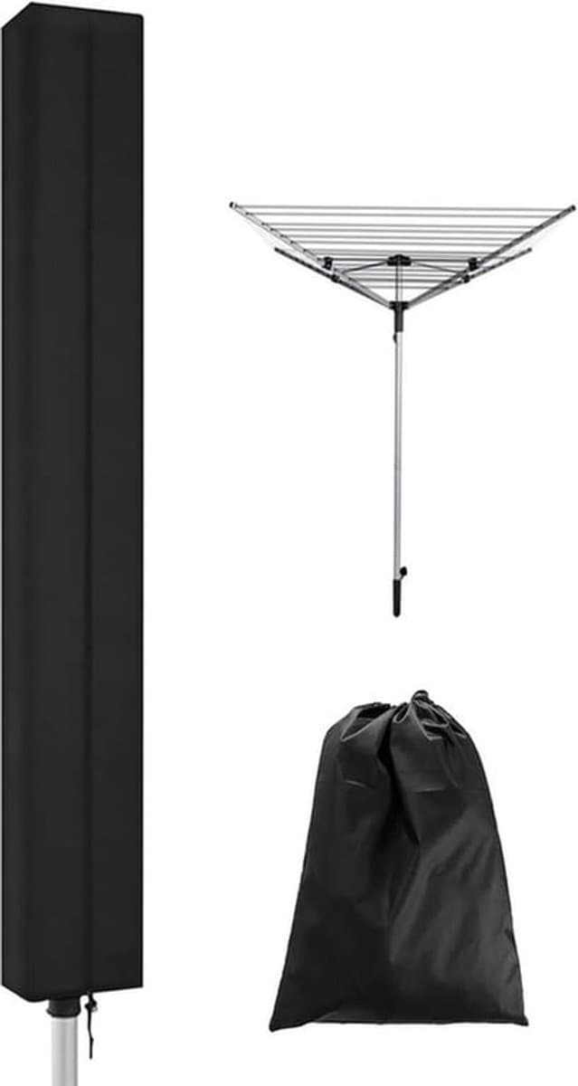 Droogmolenhoes - Beschermhoes - Droogmolen Hoes Universeel - Roterende Waslijn Afdekking Waterdichte Stof - 165x16x16 cm - Heavy Duty Roterende Waslijn Afdekking met Rits - Beschermende Weerbestendige Beschermhoes voor Tuindroger en Droogrek - Zwart — afbeelding 1