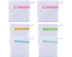 Kleine waszakken set van 6, herbruikbare anti-klevende opbergtassen met ritssluiting voor delicate kleding, ideaal voor thuis en op reis, perfect voor sokken en handschoenen in 5 kleuren