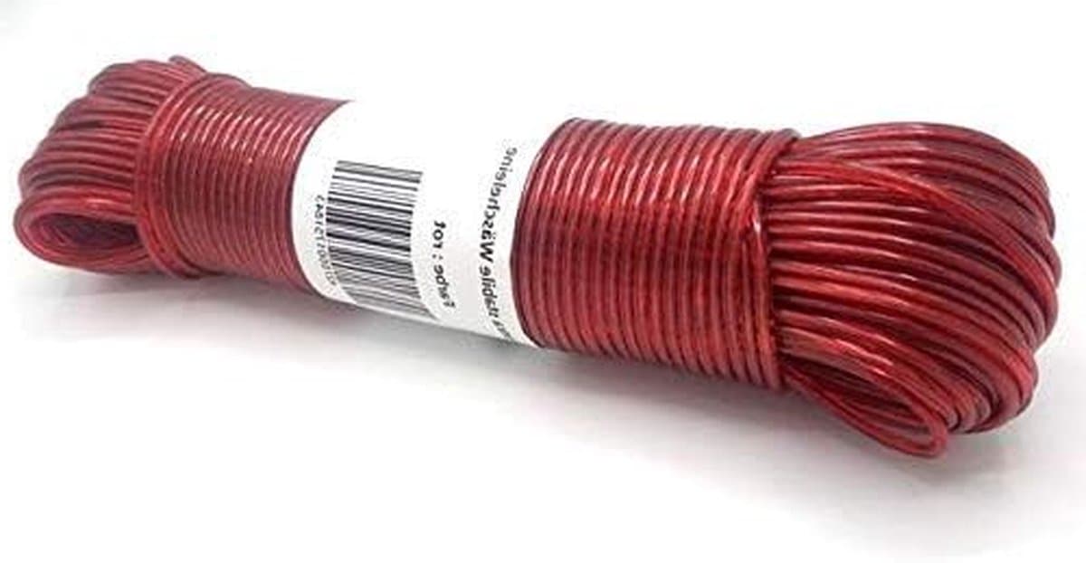 Waslijn - Kledinglijn - Buiten Wassen - Stalen Kern - 50 meter - Rood — afbeelding 1
