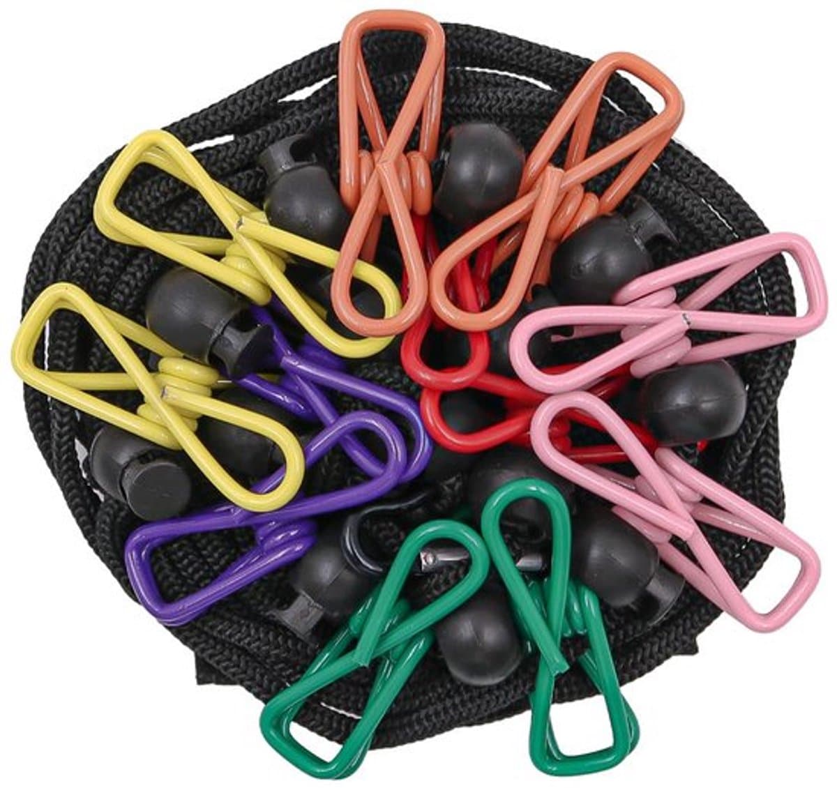 Uitschuifbare camping kledinglijn van 12 voet met 12 stevige clips voor eenvoudig ophangen en drogen van kleding tijdens outdoor activiteiten — afbeelding 1