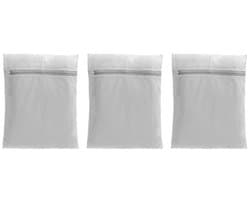 Waszakken van mesh (3 stuks), elegante waszakken voor studentenkamers, opslag en andere gelegenheden, afmetingen 50 x 60 cm.