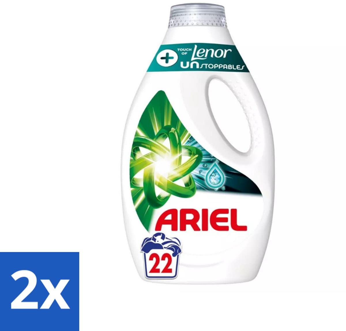 Ariel – +Touch van Lenor Unstoppables – Vloeibaar Wasmiddel – 990 ml - Voordeelverpakking - 2 stuks — afbeelding 1