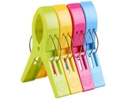 Dailygoods - Strandhanddoekclips - Grote Wasknijpers - Antislip Ontwerp - Felgekleurde Plastic - Voor Ligbedden en Wasgoed - 4 Stuks