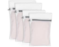 Set van 4 Wasnetten voor Wasmachine, Inclusief 2 Maten, Ideaal voor Blouses, Bh's en Ondergoed, Met Rits en Duurzaam Ontwerp (30 x 40 cm, 20 x 30 cm)