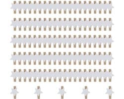 Sterren Wasknijpers 105 Stuks - Houten Klemmen - Decoratieve Clips - Handwerk Klemmen - Kerstmis Decoratie - Veilig Materiaal