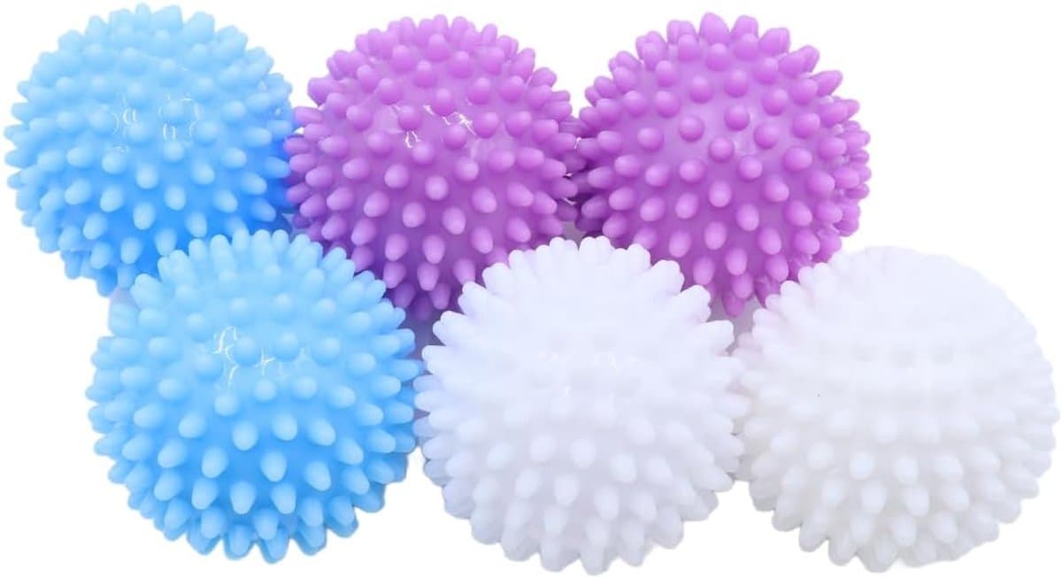 SnelShoppen - 6 Wasballen voor Donsjacks, Herbruikbare Drogerballen, Verbeterde Luchtcirculatie, Kleine en Lichtgewicht Kleding Reiniging, Witte, Blau — afbeelding 1