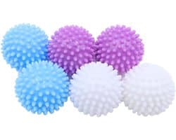 SnelShoppen - 6 Wasballen voor Donsjacks, Herbruikbare Drogerballen, Verbeterde Luchtcirculatie, Kleine en Lichtgewicht Kleding Reiniging, Witte, Blau