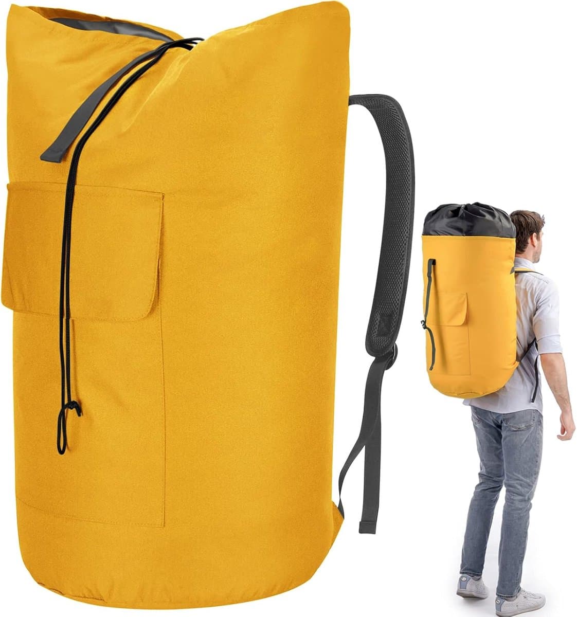 SnelShoppen - Gele XXL Waszak 115 Liter - Waterdichte Rectangulaire PVC Reistas met 2 Gewatteerde Schouderbanden - Vouwbare Opbergzak voor Kleding - P — afbeelding 1