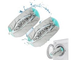 SnelShoppen - Shoe Washing Bag voor Sneakers, 2 Stuks, 360° Bescherming, Zachte en Duurzame Waszak voor Wasmachine en Droger, Grijs, Voor Schoonmaken