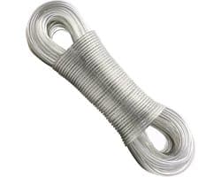 50 m waslijn met stalen kern, 4 mm waslijn, extra sterk, roest- en corrosiebestendig, geschikt voor gebruik buitenshuis, capaciteit 200 kg (transparant)