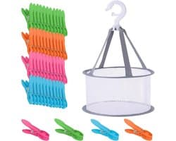 Antislip Wasknijpers - Groen, Blauw, Geel, Paars - 7,3 x 1,4 x 3 cm - Kunststof Klemmen met Mand - Voor Kleding en Voedsel