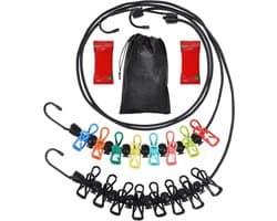Retractable Portable Clothes line for Travel - 2 Packs of Clothesline with 8 Clothespins and Disposable Compressed Towels - Indoor Camping Accessories