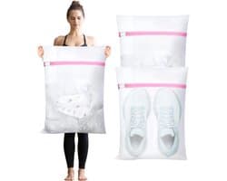 Grote waszak - Wasnet - Waszak - wasnetten - Grote waszak - Waszak met rits - Voorkomt dat kleding vervormt en kreukt - 3 stuks - Geschikt voor truien, overhemden, ondergoed, sokken, schoenen - 50*60cm — afbeelding 1