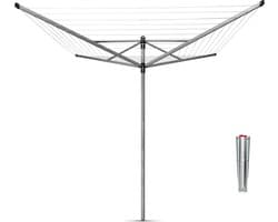 Brabantia Lift-O-Matic Droogmolen - met Metalen Grondanker - 50 m - Metallic Grey